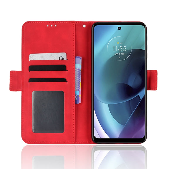 For Motorola Moto G52J 5G Skin Feel Calf Texture Card Slots Leather Phone Case(Red)