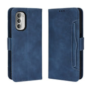 For Motorola Moto G52J 5G Skin Feel Calf Texture Card Slots Leather Phone Case(Blue)