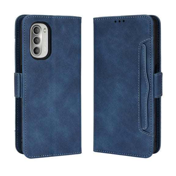For Motorola Moto G52J 5G Skin Feel Calf Texture Card Slots Leather Phone Case(Blue)