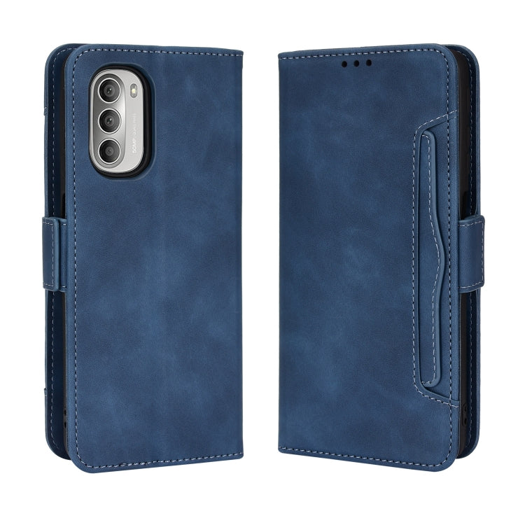 For Motorola Moto G52J 5G Skin Feel Calf Texture Card Slots Leather Phone Case(Blue)