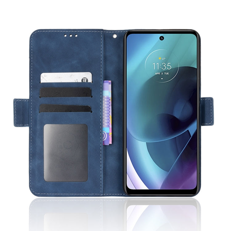 For Motorola Moto G52J 5G Skin Feel Calf Texture Card Slots Leather Phone Case(Blue)