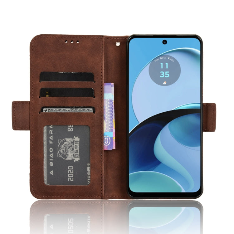 For Motorola Moto G14 4G Skin Feel Calf Texture Card Slots Leather Phone Case(Brown)