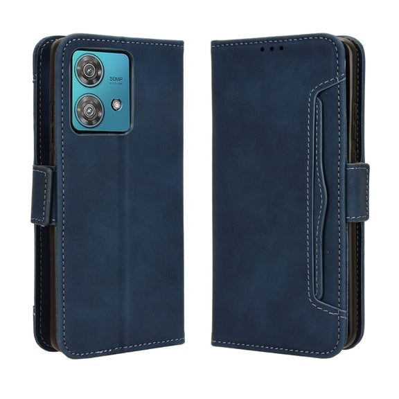 For Motorola Edge 40 Neo 5G Skin Feel Calf Texture Card Slots Leather Phone Case(Blue)