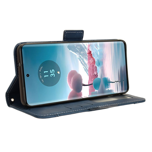 For Motorola Edge 40 Neo 5G Skin Feel Calf Texture Card Slots Leather Phone Case(Blue)