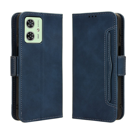For Motorola Moto G54 5G Skin Feel Calf Texture Card Slots Leather Phone Case(Blue)
