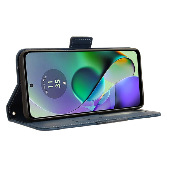 For Motorola Moto G54 5G Skin Feel Calf Texture Card Slots Leather Phone Case(Blue)