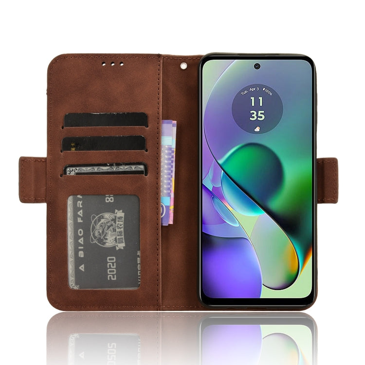 For Motorola Moto G54 5G Skin Feel Calf Texture Card Slots Leather Phone Case(Brown)