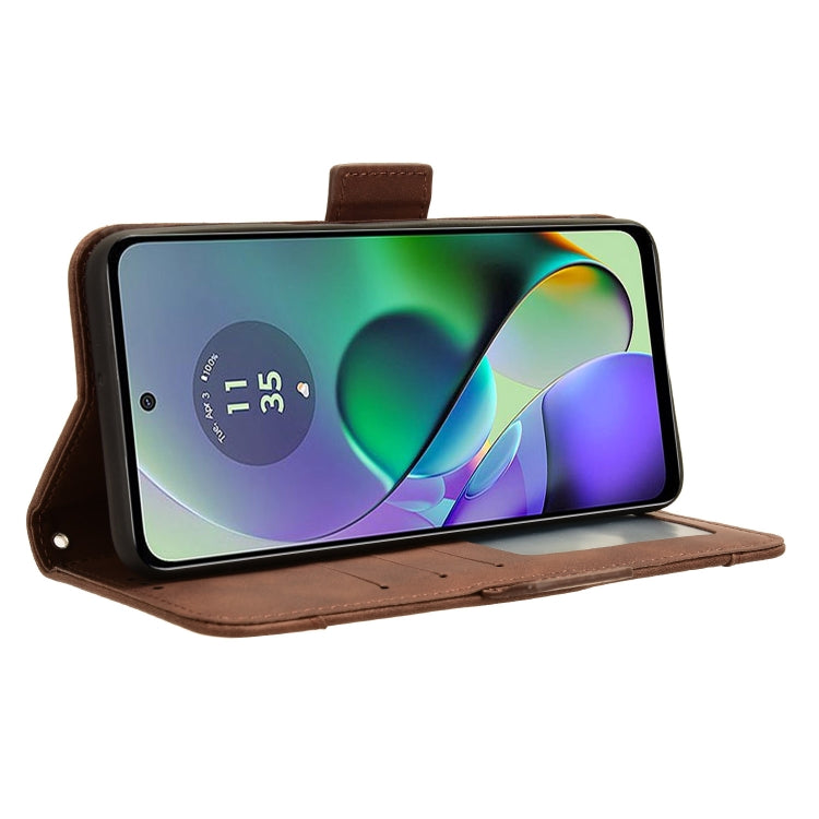For Motorola Moto G54 5G Skin Feel Calf Texture Card Slots Leather Phone Case(Brown)