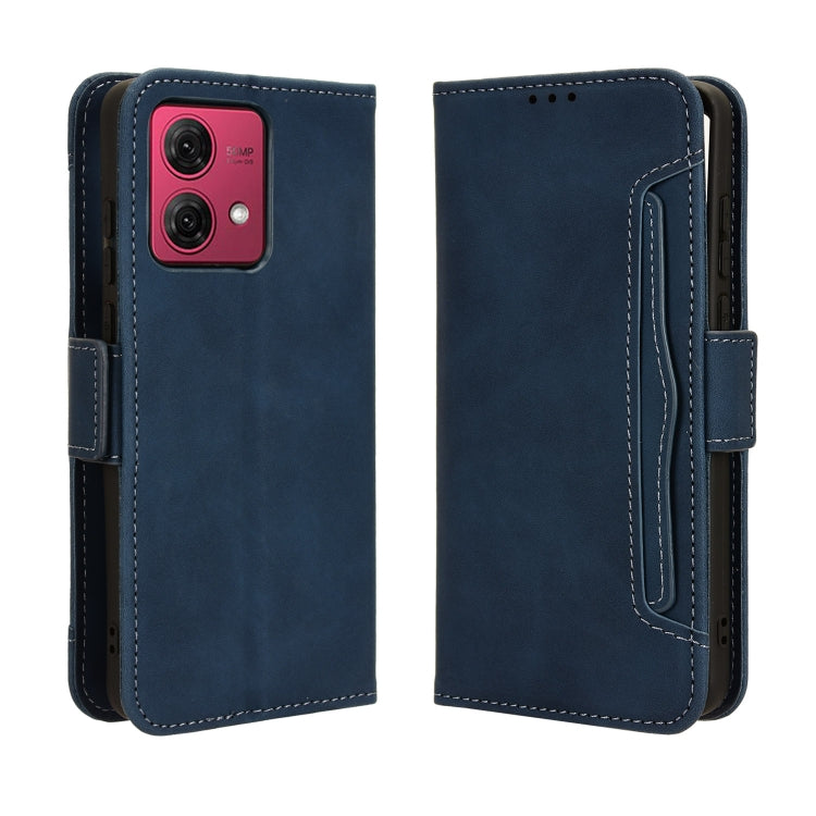 For Motorola Moto G84 5G Skin Feel Calf Texture Card Slots Leather Phone Case(Blue)