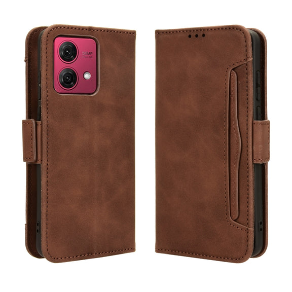 For Motorola Moto G84 5G Skin Feel Calf Texture Card Slots Leather Phone Case(Brown)