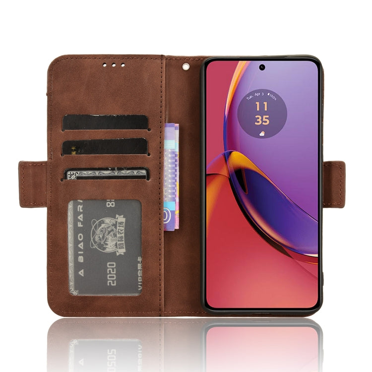 For Motorola Moto G84 5G Skin Feel Calf Texture Card Slots Leather Phone Case(Brown)
