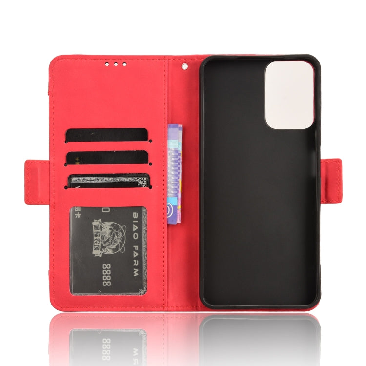 For Motorola Moto G34 5G Skin Feel Calf Texture Card Slots Leather Phone Case(Red)