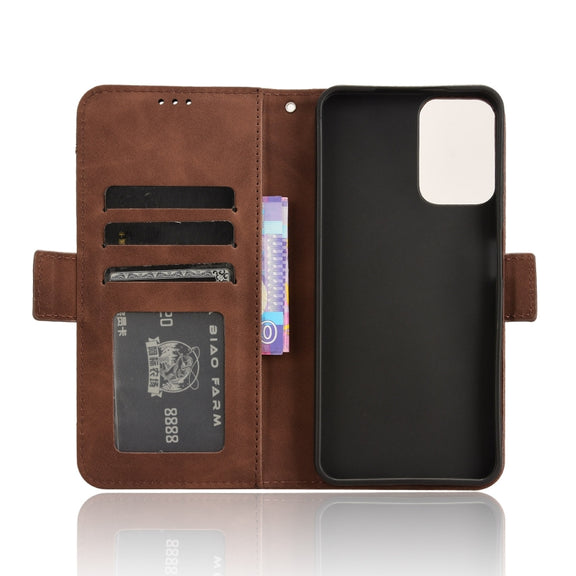 For Motorola Moto G34 5G Skin Feel Calf Texture Card Slots Leather Phone Case(Brown)