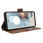 For Motorola Moto G34 5G Skin Feel Calf Texture Card Slots Leather Phone Case(Brown)
