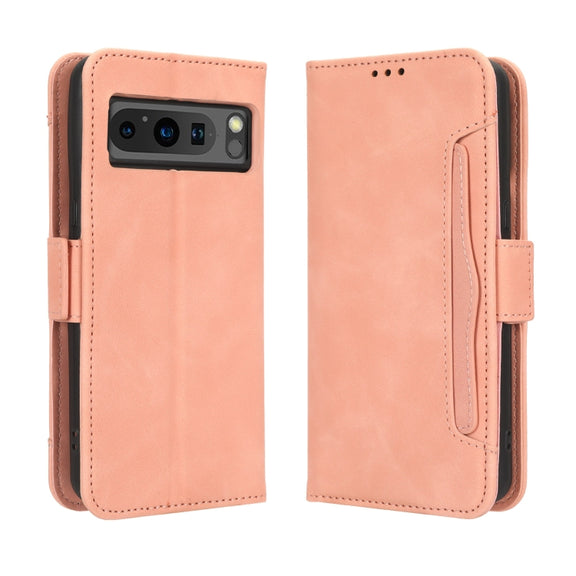 For Google Pixel 8 Pro Skin Feel Calf Texture Card Slots Leather Phone Case(Pink)