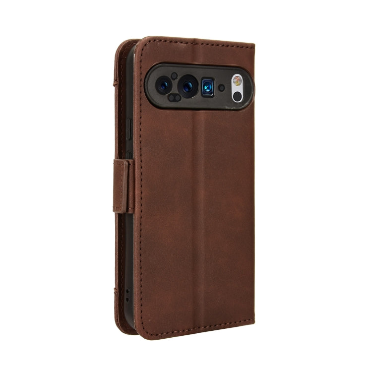 For Google Pixel 9 Pro Skin Feel Calf Texture Card Slots Leather Phone Case(Brown)