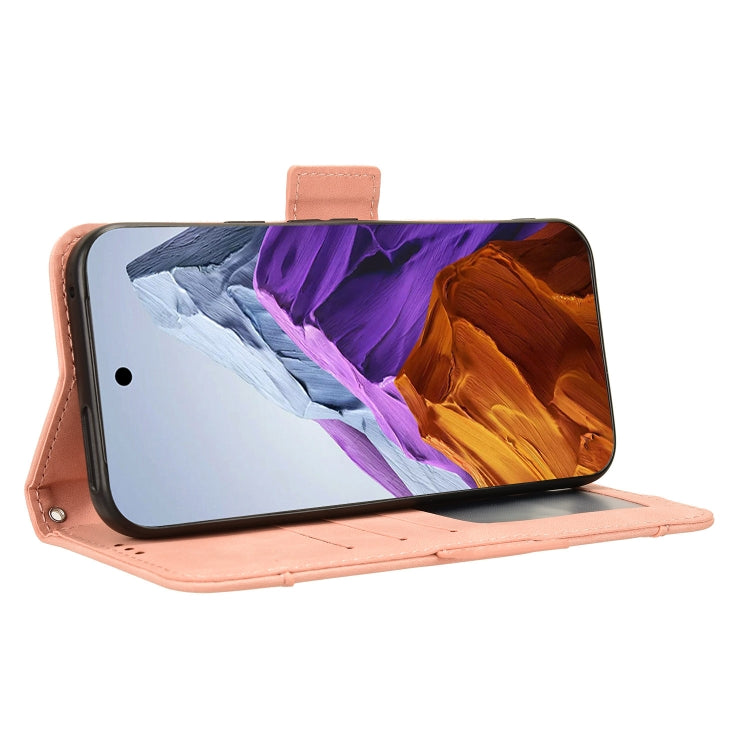 For Google Pixel 9 Skin Feel Calf Texture Card Slots Leather Phone Case(Pink)