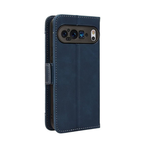 For Google Pixel 9 Skin Feel Calf Texture Card Slots Leather Phone Case(Blue)