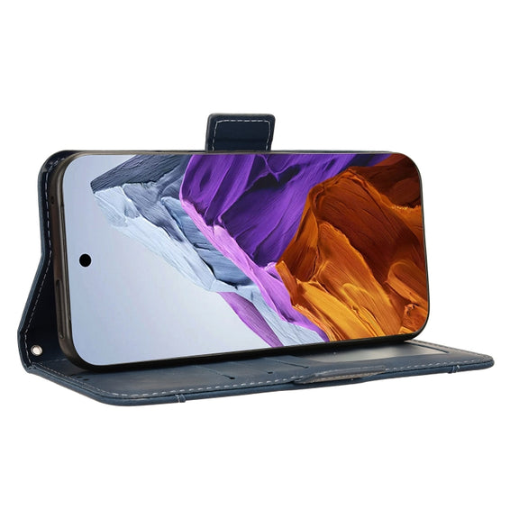 For Google Pixel 9 Skin Feel Calf Texture Card Slots Leather Phone Case(Blue)