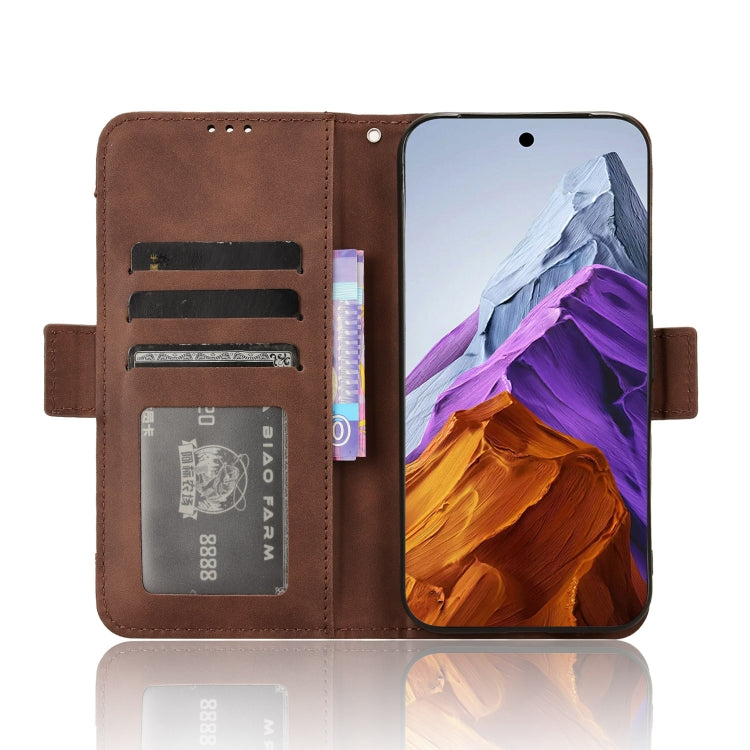 For Google Pixel 9 Skin Feel Calf Texture Card Slots Leather Phone Case(Brown)