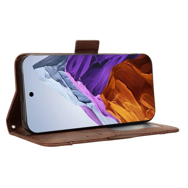 For Google Pixel 9 Skin Feel Calf Texture Card Slots Leather Phone Case(Brown)