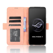 For ASUS ROG Phone 7 Skin Feel Calf Texture Card Slots Leather Phone Case(Pink)