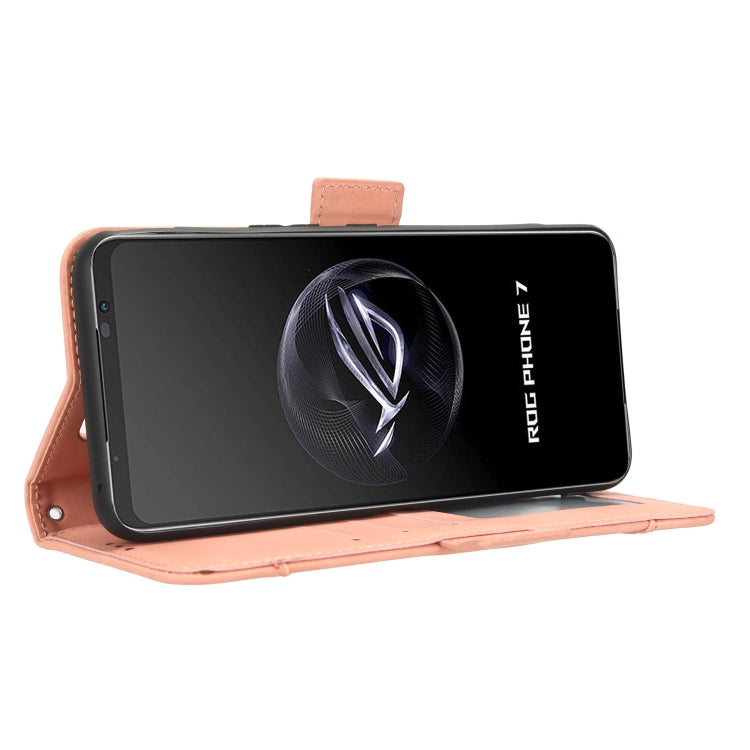 For ASUS ROG Phone 7 Skin Feel Calf Texture Card Slots Leather Phone Case(Pink)