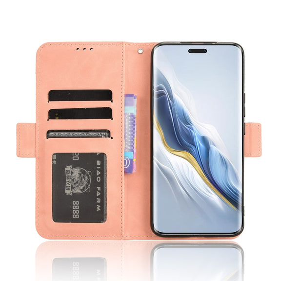 For Honor Magic6 Pro Skin Feel Calf Texture Card Slots Leather Phone Case(Pink)