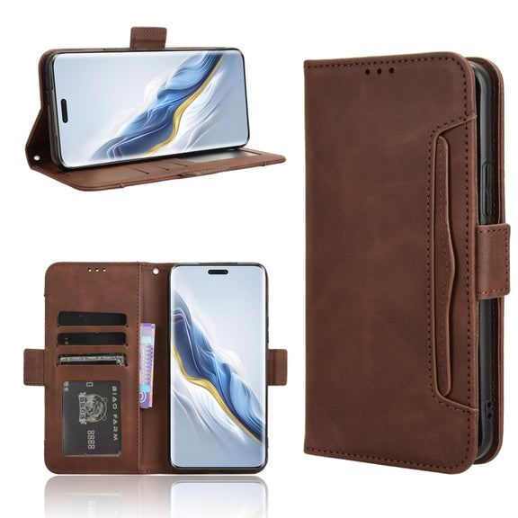 For Honor Magic6 Pro Skin Feel Calf Texture Card Slots Leather Phone Case(Brown)
