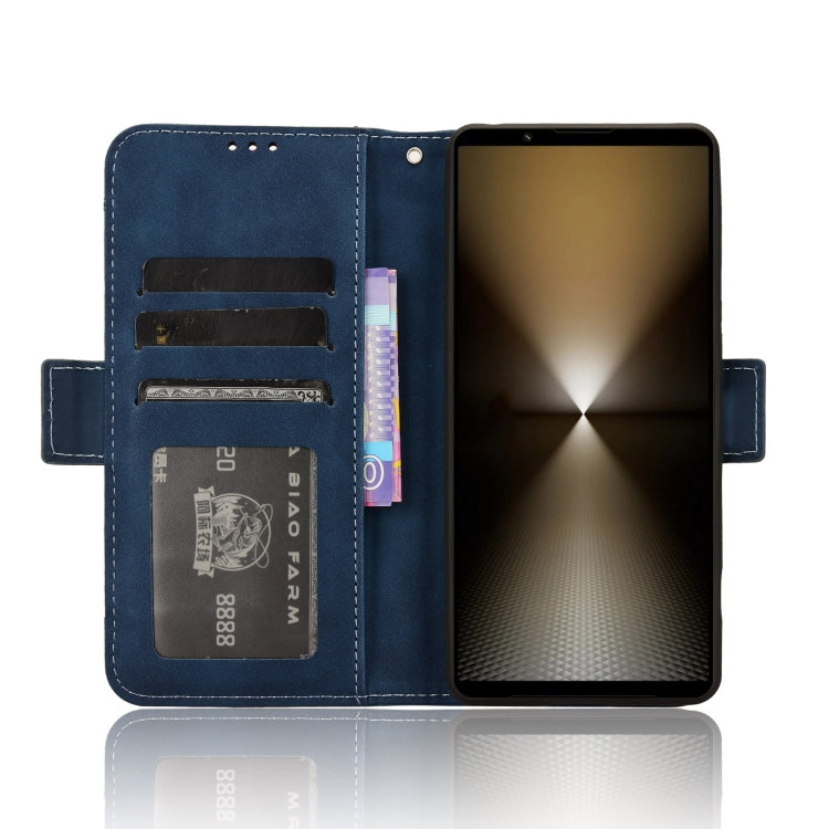 For Sony Xperia 1 VI 2024 Skin Feel Calf Texture Card Slots Leather Phone Case(Blue)