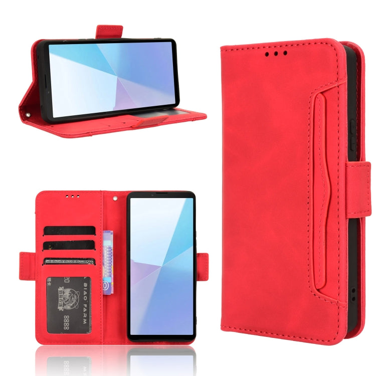 For Sony Xperia 10 VI 2024 Skin Feel Calf Texture Card Slots Leather Phone Case(Red)