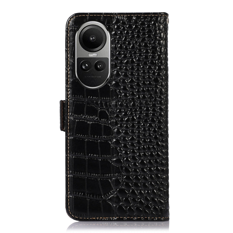 For OPPO Reno10 5G / 10 Pro 5G Global Crocodile Top Layer Cowhide Leather Phone Case(Black)