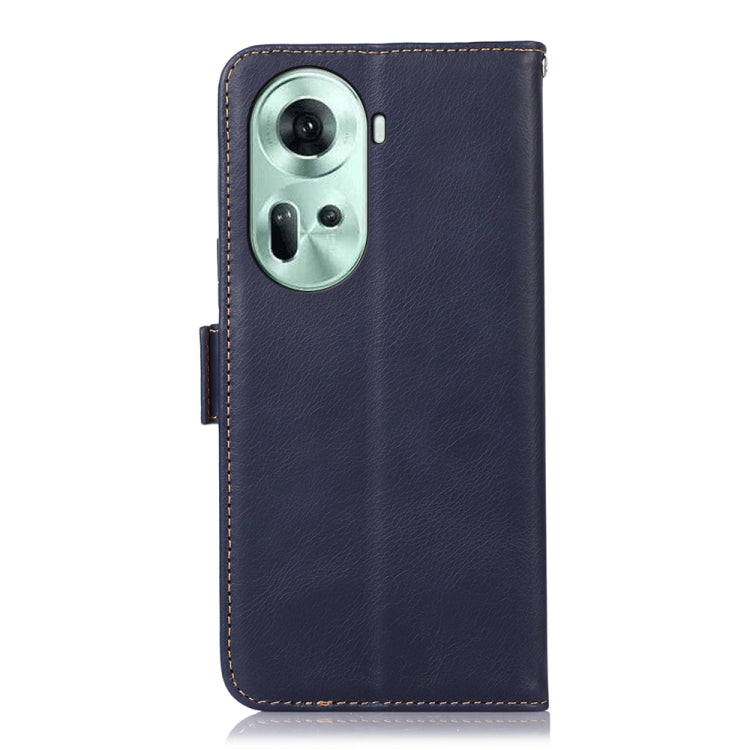 For OPPO Reno11 5G Global Crazy Horse Top Layer Cowhide Leather Phone Case(Blue)