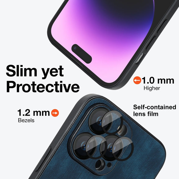 For iPhone 14 Pro Max Skin Feel Leather MagSafe Magnetic Phone Case(Blue)