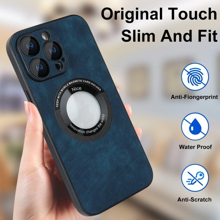 For iPhone 14 Pro Max Skin Feel Leather MagSafe Magnetic Phone Case(Blue)