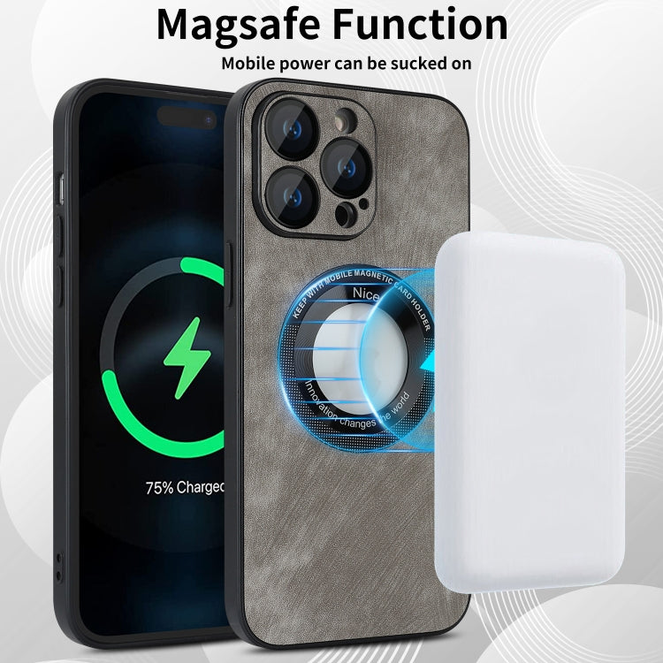 For iPhone 13 Skin Feel Leather MagSafe Magnetic Phone Case(Grey)