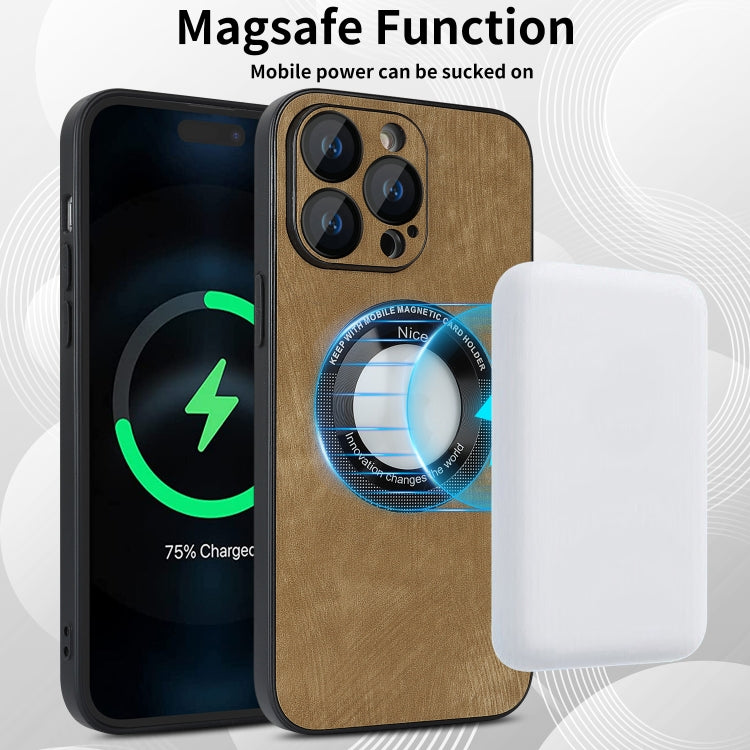 For iPhone 13 Skin Feel Leather MagSafe Magnetic Phone Case(Brown)