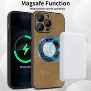 For iPhone 13 Skin Feel Leather MagSafe Magnetic Phone Case(Brown)