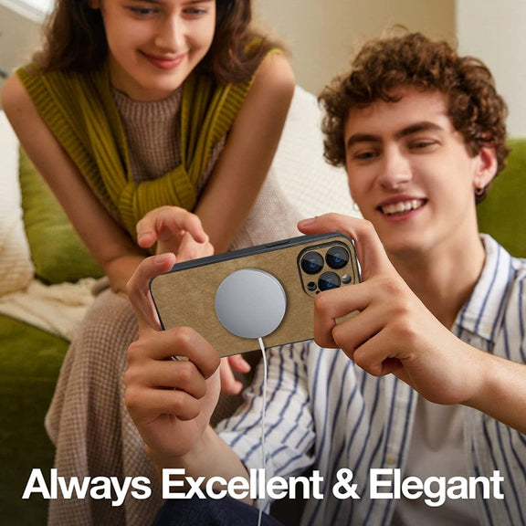 For iPhone 13 Skin Feel Leather MagSafe Magnetic Phone Case(Brown)