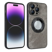 For iPhone 12 Skin Feel Leather MagSafe Magnetic Phone Case(Grey)