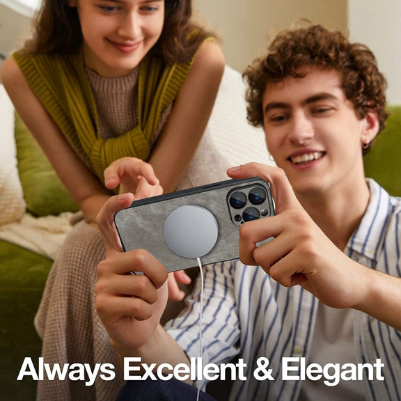 For iPhone 12 Skin Feel Leather MagSafe Magnetic Phone Case(Grey)