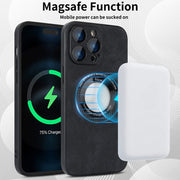 For iPhone 12 Pro Max Skin Feel Leather MagSafe Magnetic Phone Case(Black)