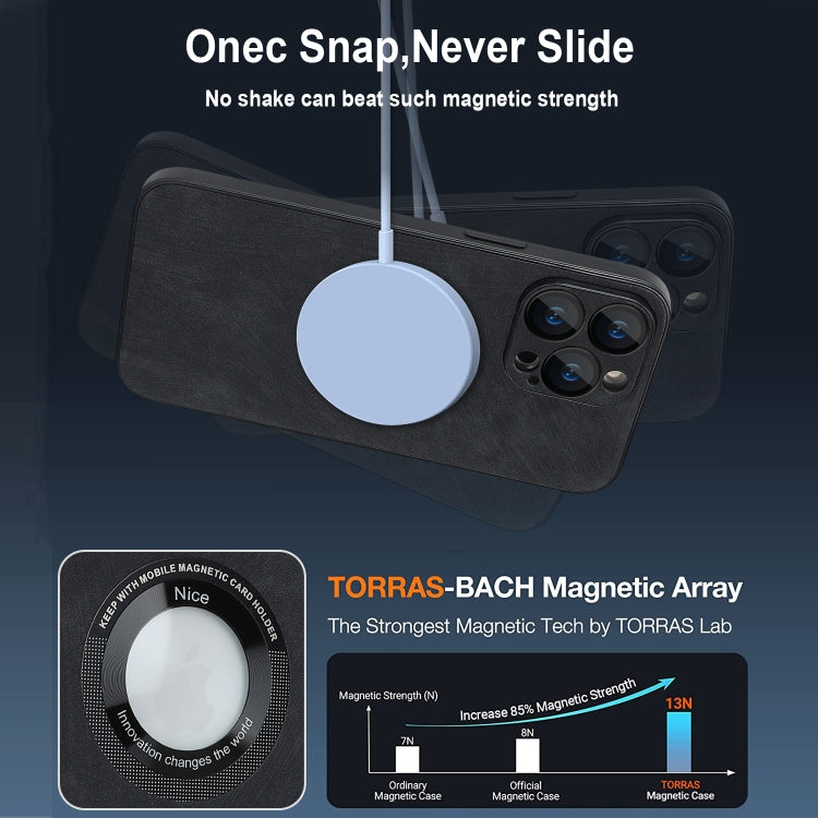 For iPhone 12 Pro Max Skin Feel Leather MagSafe Magnetic Phone Case(Black)