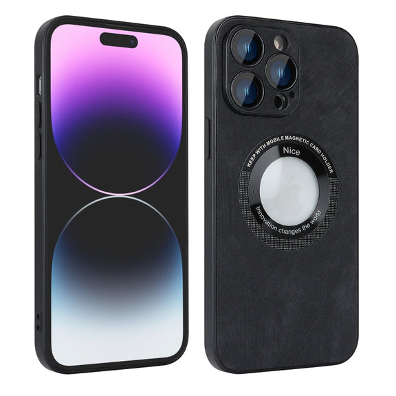 For iPhone 12 Pro Max Skin Feel Leather MagSafe Magnetic Phone Case(Black)