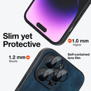 For iPhone 12 Pro Max Skin Feel Leather MagSafe Magnetic Phone Case(Blue)