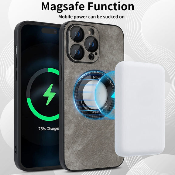 For iPhone 11 Skin Feel Leather MagSafe Magnetic Phone Case(Grey)