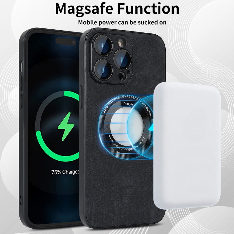 For iPhone 11 Pro Max Skin Feel Leather MagSafe Magnetic Phone Case(Black)