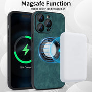 For iPhone 11 Pro Max Skin Feel Leather MagSafe Magnetic Phone Case(Green)