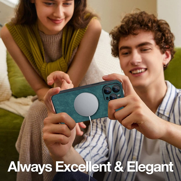 For iPhone 11 Pro Max Skin Feel Leather MagSafe Magnetic Phone Case(Green)