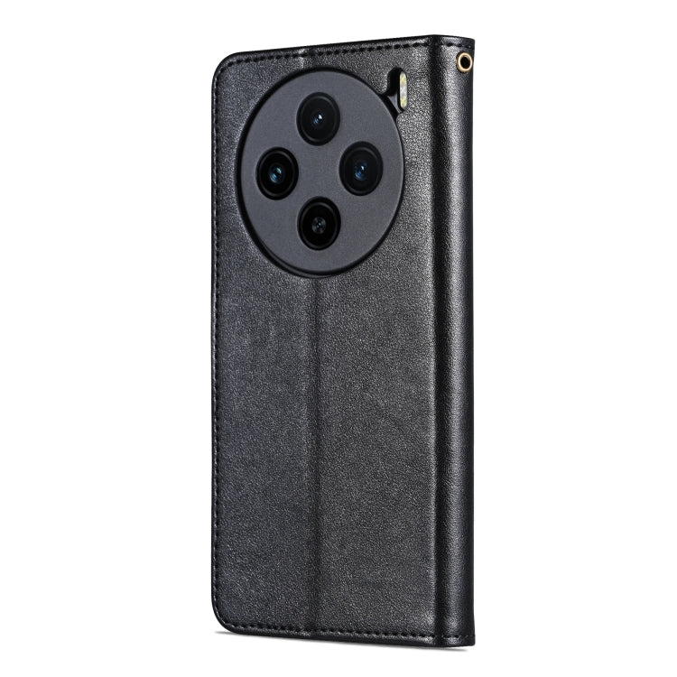 For vivo X100 5G AZNS Sheepskin Texture Flip Leather Phone Case(Black)